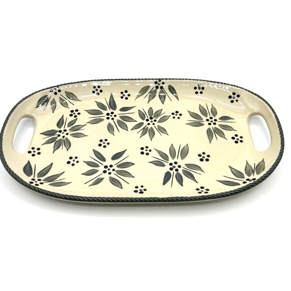 Temptations by Tara Serving Platter Old World Classic Handpainted Cream Floral - Picture 2 of 13